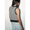 Summer Women's Clothing Minimalist Style Single Row Multi-Buckle Stripes round Neck Sleeveless Knitting Vest Style Tops 4331024