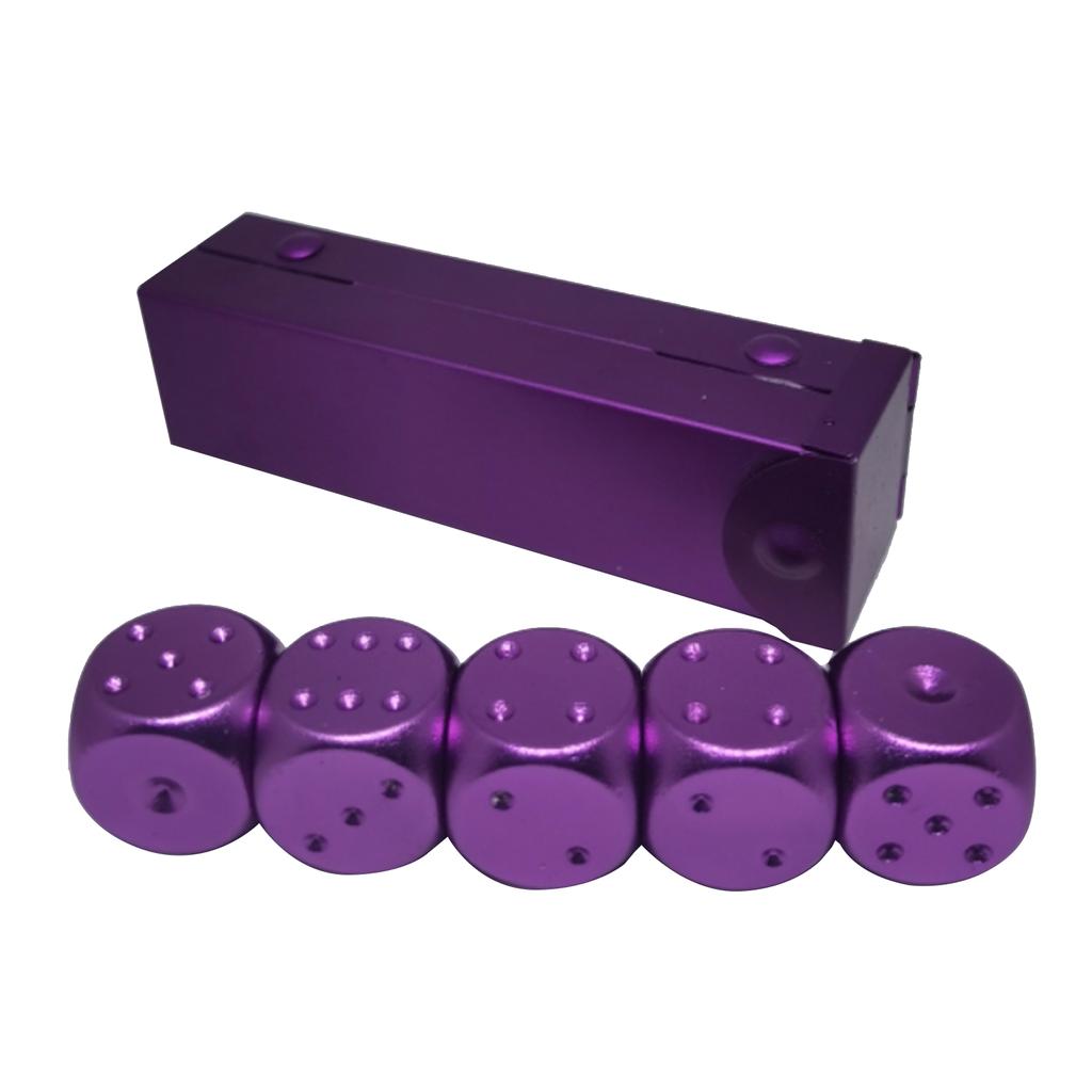 5 Pcs 6 Sided Dice Set with Box for Board Game Silver/Gold/Green/Red/Blue/Purple