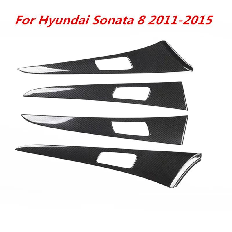 For Hyundai Sonata 2011-015 Accessories Center Console Gear Outlet Windows Control Panel Door Handle Carbon Fiber ABS Stickers