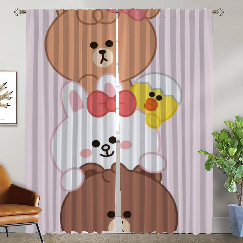 Modern Living Room L-line Friends Curtains 2 Pieces Halloween Decoration Blackout Curtain Partition Curtains for Bedroom Shades