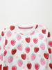 New Autumn Girls' Strawberry Pattern Hoodie, Round Neck Pullover, Kids' Cute Clothing