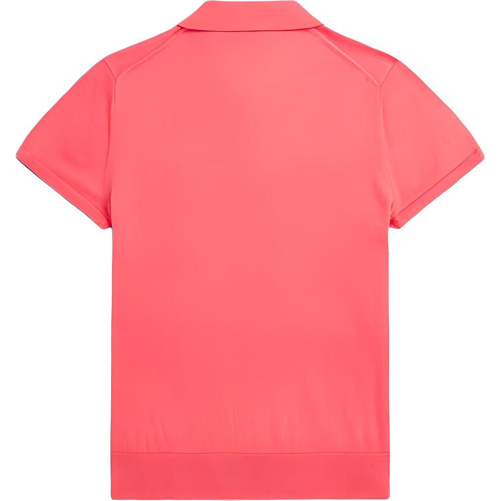 Polo Ralph Lauren SS24 Solid Color Small Pony Embroidered Straight Cut Short Sleeve Polo Shirt Women tops Coral-Red WMPOSWENC020927-600