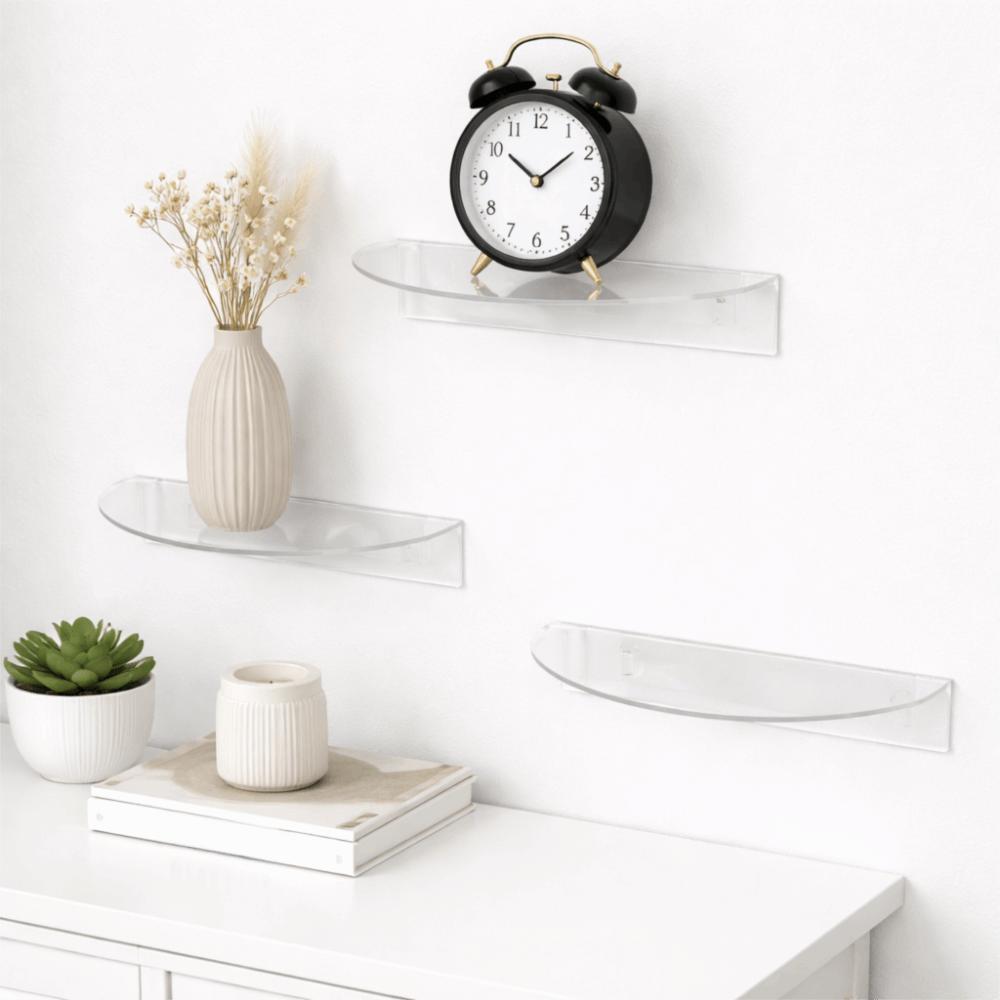 Wall Mounted Acrylic Floating Shelf Minimalist Invisible Shelf Semi-circular Display Rack  Book