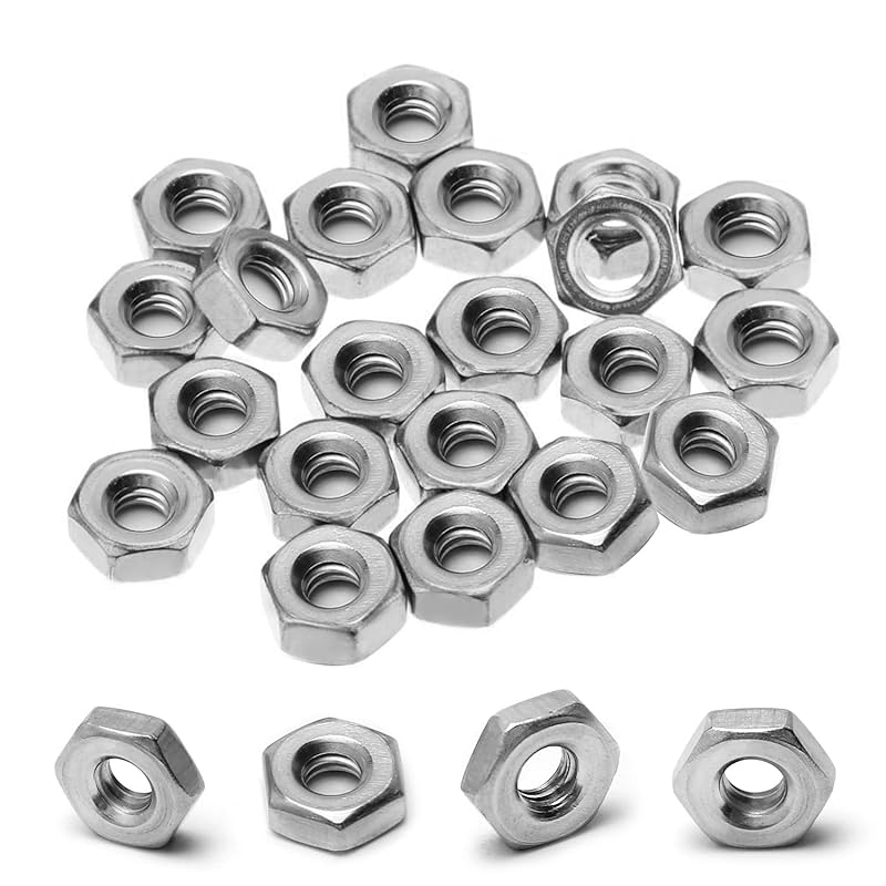 100pcs M4-0.7 Hex Nut, 304 Stainless Steel, M4 X 0.7mm Tiny Nuts Fasteners, Hex Drive, Metric, Right Hand, Small Replacement Nut
