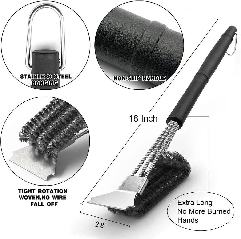 Instrument de curățare a periei pentru grătar, accesorii pentru grătar, perii din oțel inoxidabil pentru curățare antiaderentă, accesorii pentru grătar