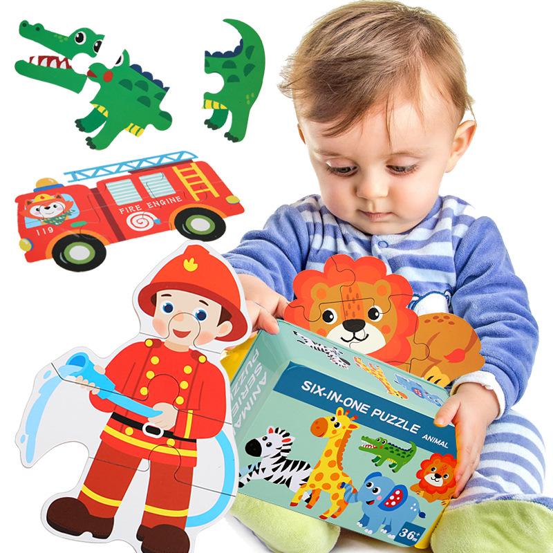 Animal & Transport Six-in-One Educational Puzzle for Kids Aged 3-6