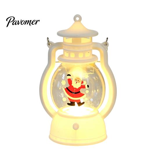 Kids Bedside Night Lamp Christmas Lantern Light, Retro Santa/Snowman/Tree Handheld Oil with Vintage Style Pony Warm LED, Cute Holiday Tabletop Decor,