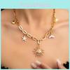 Summer Beach Necklace With Shell Fish Tail And Sun Pendant For Women