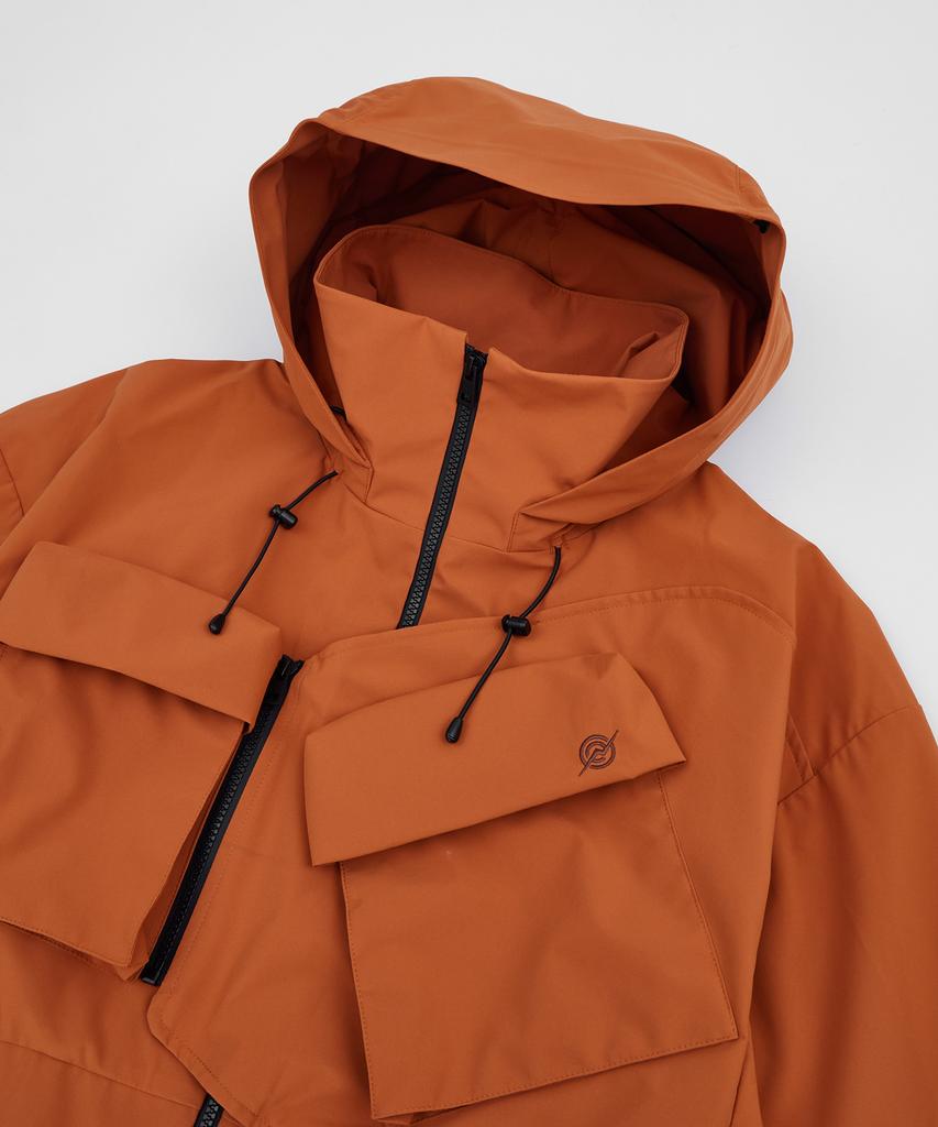 Kalapatthar 3Layer Offset Zip Pocket Hooded Jacket - Camel