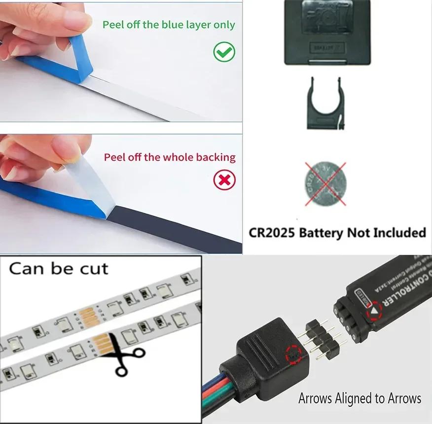 5-30m RGB LED Strip Lights 5050 Bluetooth APP Control Color Changing Light Flexible LED Lamp Tape Ribbon for Room Decoration Backlight