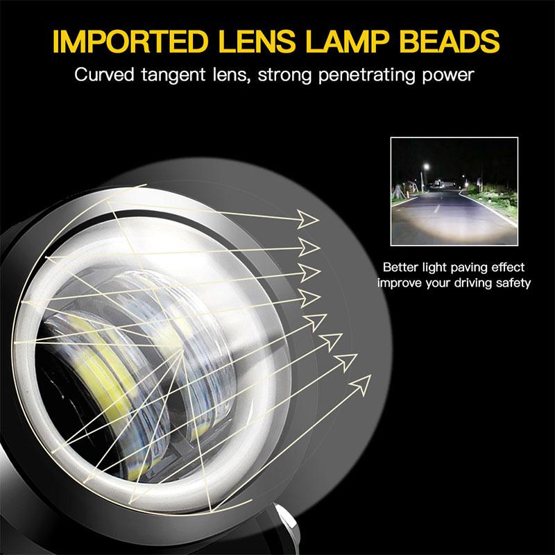 2PCS/1PCS Waterproof Round LED Angel Eyes Light Bar Portable Spotlights Motorcycle Offroad Car Truck Driving Boat Work Light