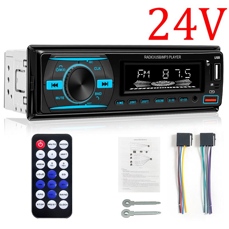 Car MP3 Radio 1 Din Car Digital Player 7 Colorful Lights Stereos for Car Universal FM Music Radio with Remote Control 12V/24V USB Drive TF Universal