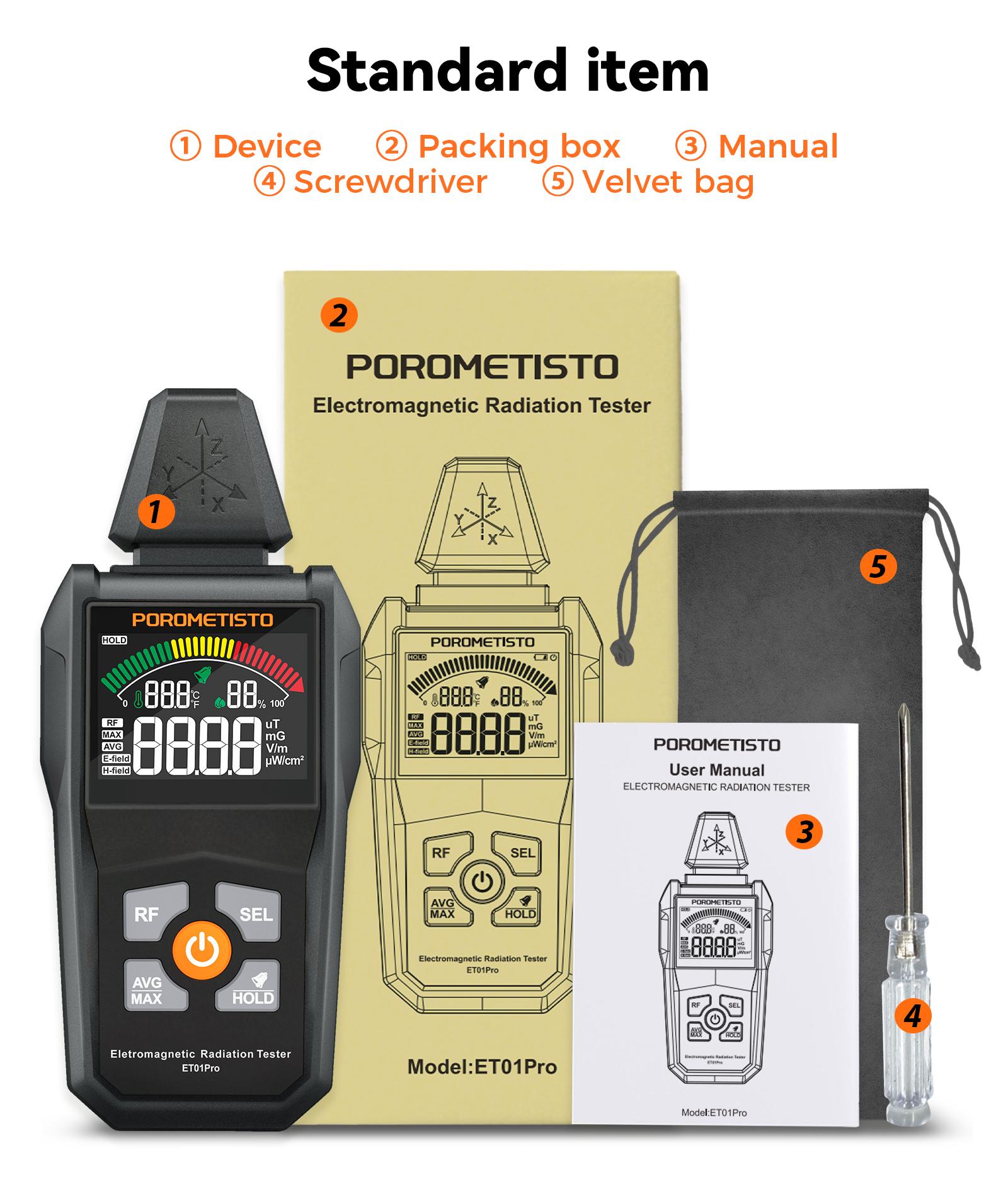

ET01Pro Professional EMF Meter 30Mhz~8GHz Radio High Frequency Electromagnetic Radiation Detect Electric/Magnetic Field Tester