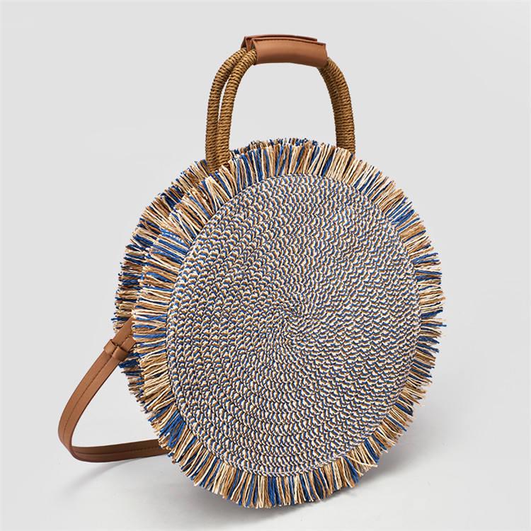 Straw rattan bags handmade fabric totes shoulder crossbody bags large summer beach bag