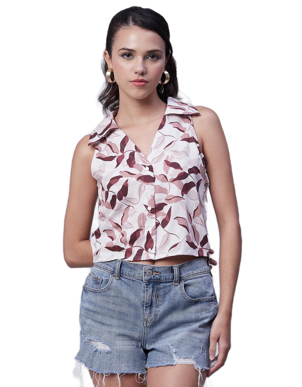 

Жіночий топ без рукавів з принтом Moomaya, повсякденний літній топ з коміром XS білий