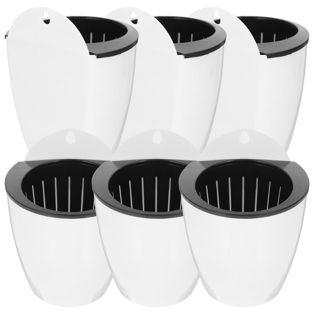7 Pcs Wall mounted Self Watering Plastic Flowerpot Pots Planters For Outdoor Plants Container Round Flower Pot Succulents Herbs