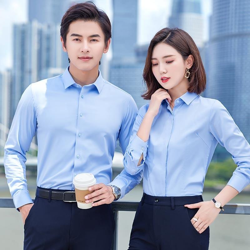 Trolman Unisex Stretch Anti-Wrinkle Business Long Sleeve Shirt