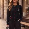 Women's Vintage Round Neck Long Sleeve Knit Cardigan with Heart Embroidery Sweater Jacket