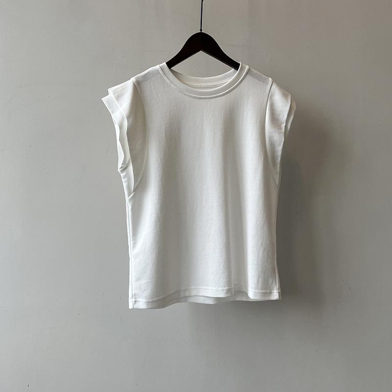 

Футболка без рукавов с круглым вырезом, женские летние однотонные свободные тонкие топы One Size белый