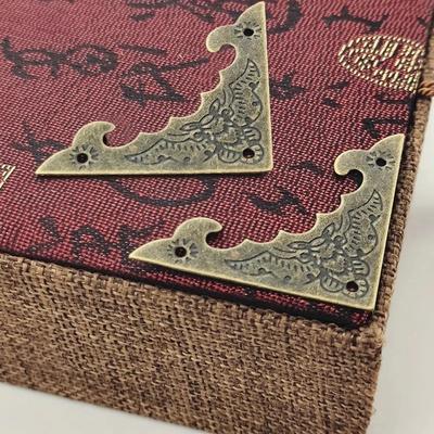 20PCS Antique Jewelry Box Corner Foot Wooden Case Corner Protector Bronze Tone Flower Pattern Carved Metal Crafts 40X40mm