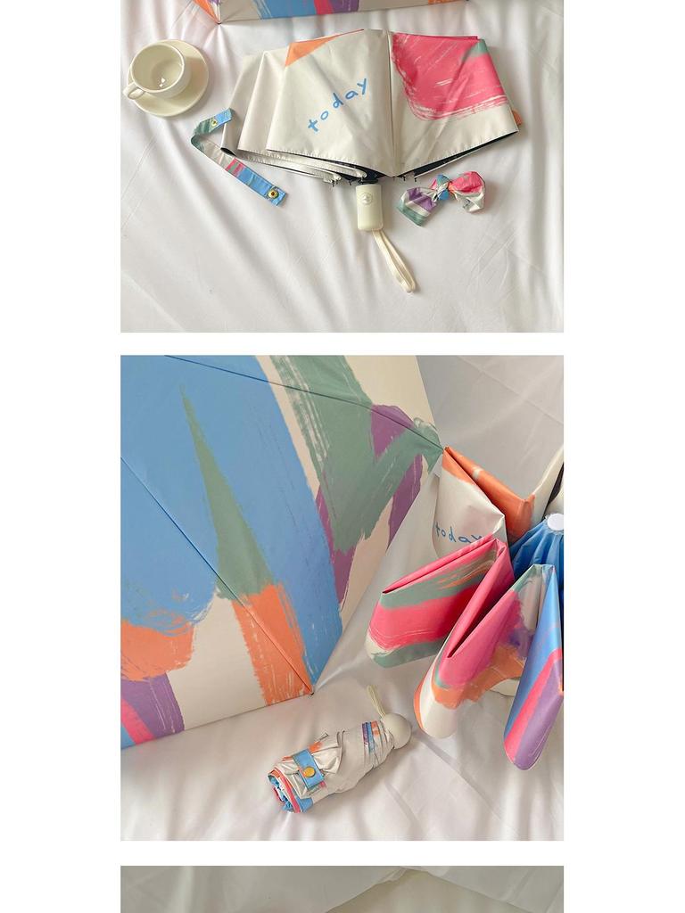 Women's Dual-Use Parasol: Automatic, Sunshade & Rain Umbrella with Black Glue Sunscreen, Foldable, Japanese & Korean Style