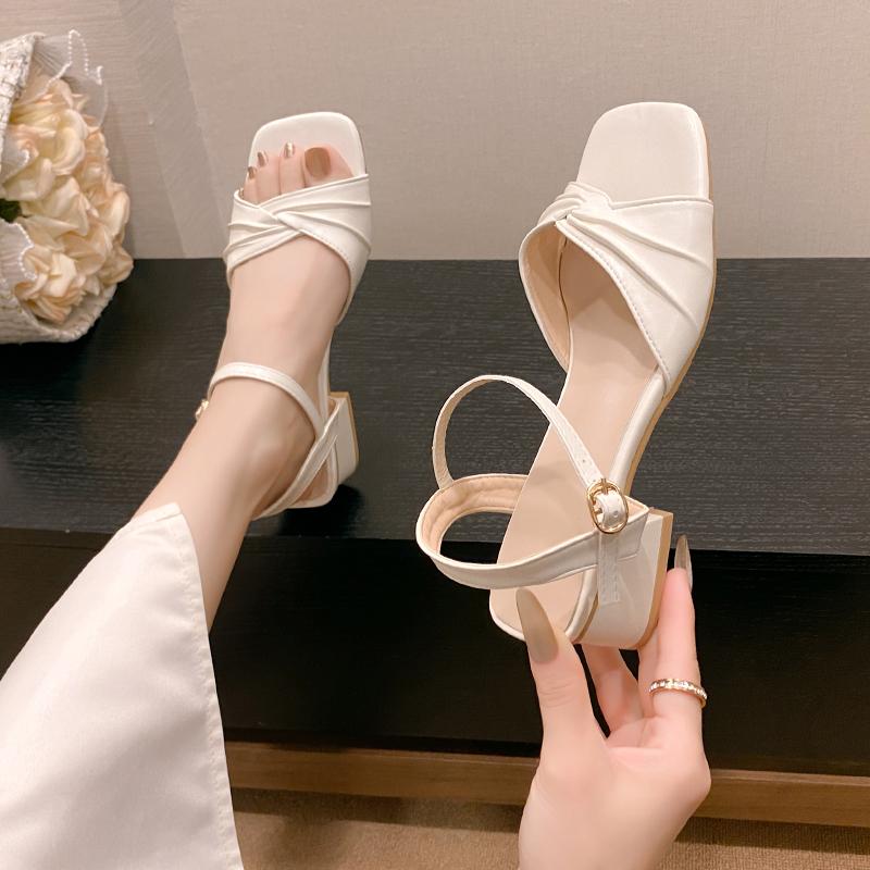 

2025 New Shoes for Women Performance Ballroom Swing Ladies Indoor Party&Casual High Heeled Sandals Strap Platform Sandals 35 бежевый
