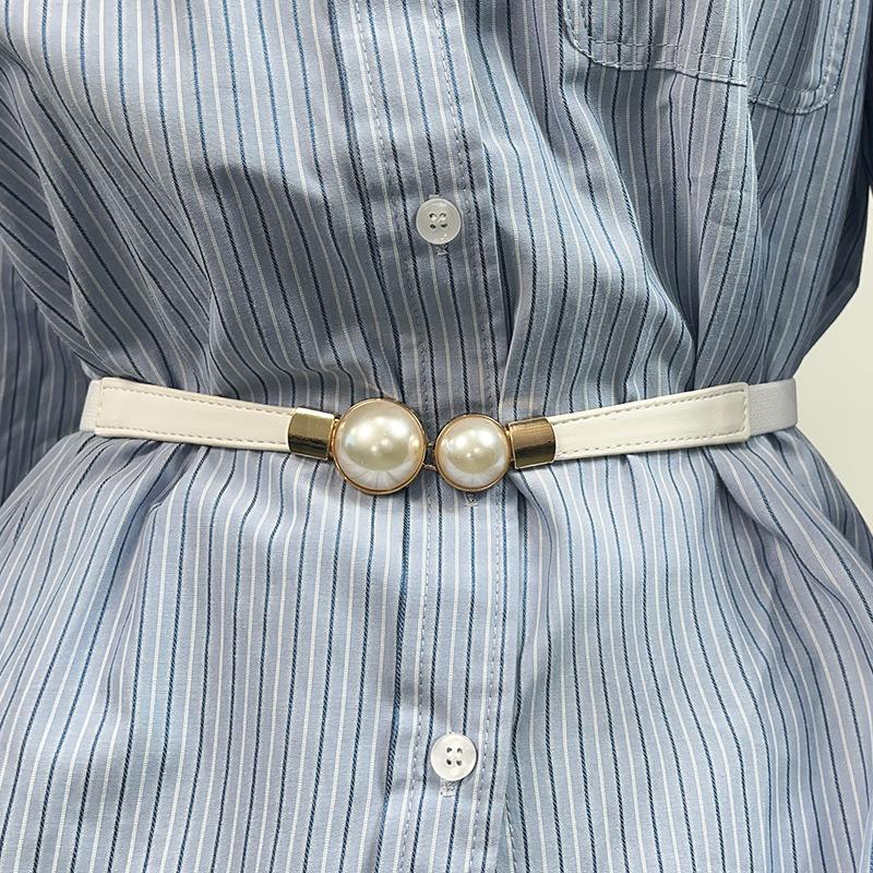 Belt On Pearl Buckle Skirt Women'S Coat Trendy Dress Elastic Elastic Waist Seal