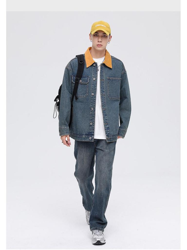 LEE 2025 Color Block Men’s Retro Denim Jacket - Loose Fit, Trendy, Slightly Wide