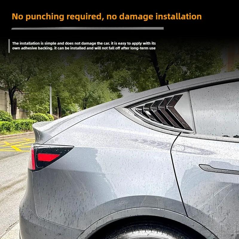 2PCS Side Window Louver Cover Sport Style For Tesla Model 3 Y Juniper Highland 2025-2020 2026 Rear Window Spoiler Shutter Cover