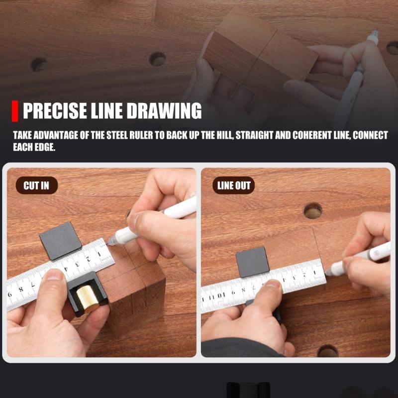 Angles Measuring Tool Combination Square Adjustable Steel Ruler Positioning Block For Accurate Layout Marking