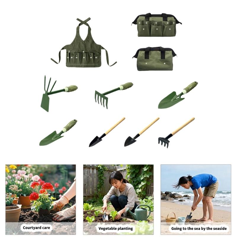 Lightweight Garden Tool Kit Includes Apron Storage Bag Hoe Shovel For Outdoor Yard Work Vegetable Gardening Tool