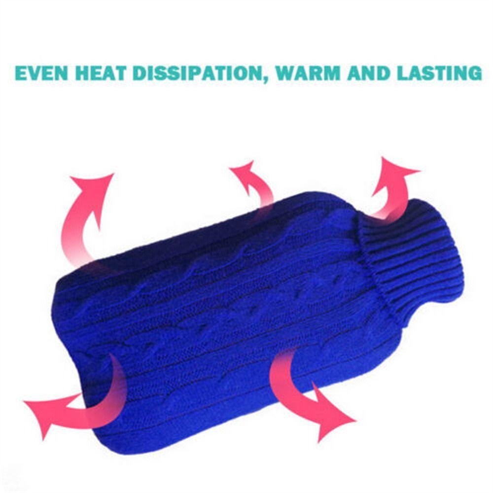 2000ml Winter Faux Fur Hot Water Bottle Cover Fleece Knitted Cover Hand Warmer Water-filled Bag