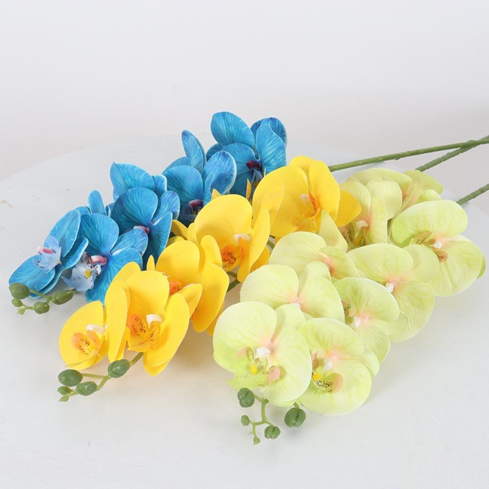 98cm Artificial Phalaenopsis Branch 3D Printing Fake Moth Orchids Green Plant  Wedding Party