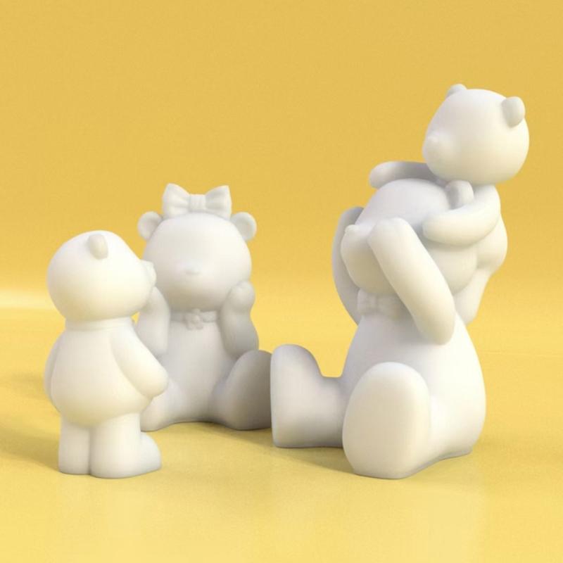Multipurpose Adorable 3D Bear Sturdy Silicone Mold Portable for Resin Craft and Gypsum Figurines Home Decoration