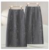 Sequined Woolen High-Waist Straight Skirt for Women