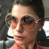 Vintage Oversized Round Sunglasses Women For Men Sun Glasses Punk Popular Big Frame Luxury Brand Designer Hollow Metal Shades