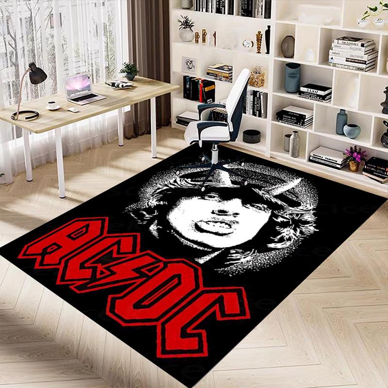 1pc ACDC Home Office, Durable Polyester Floor Mat with Easy, Office Decor, Urban Style, Nonslip Backing