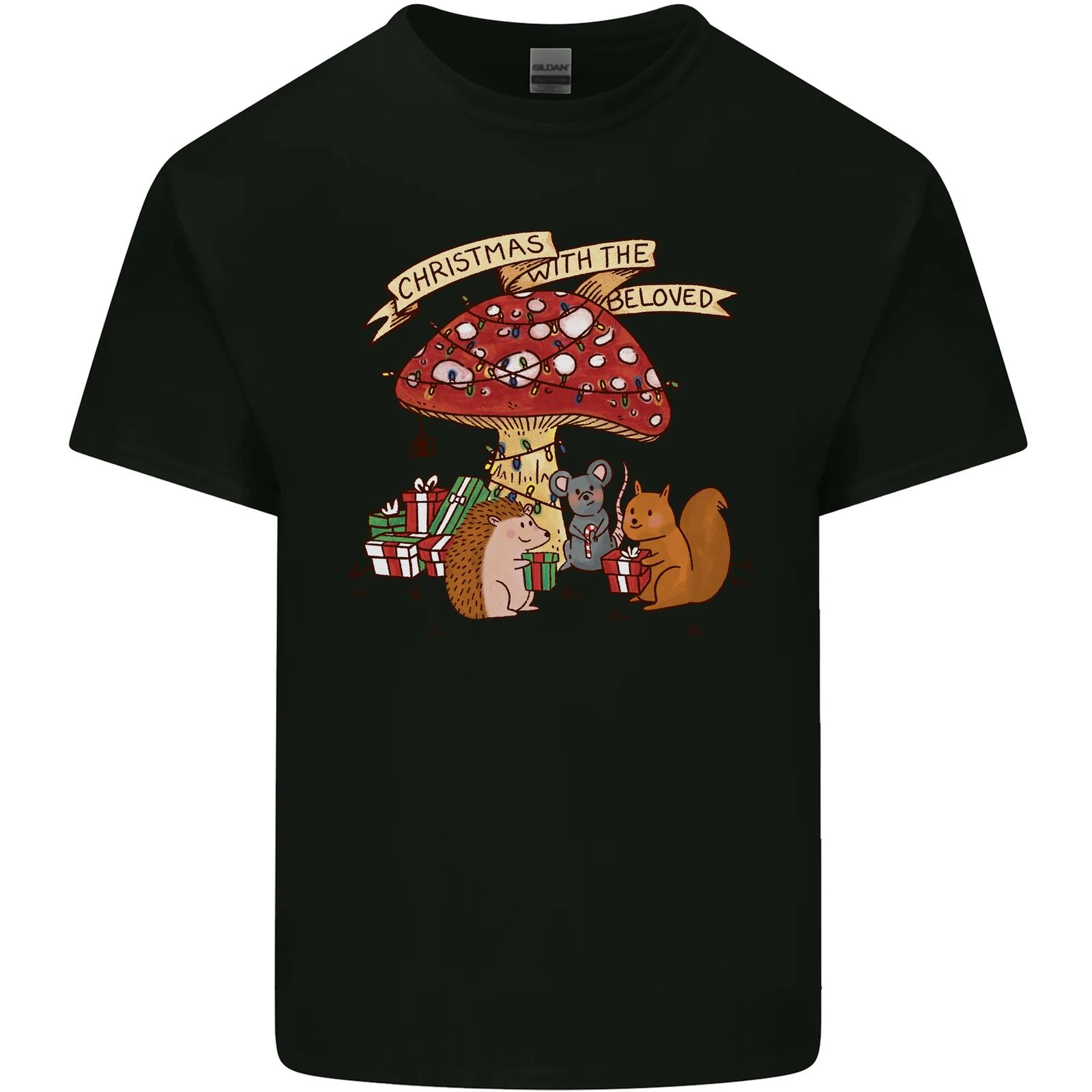 Christmas Hedgehog Toadstool Mouse Mens Cotton T-Shirt Tee Top XXXXL
