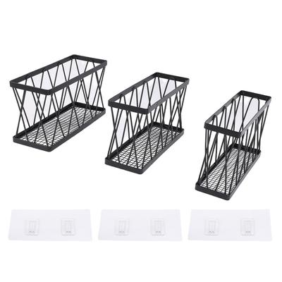 3 ΤΕΜ Ράφι Αποθήκευσης Κουζίνας Μεταλλικό Συρμάτινο Κρεμαστό Οργανωτή Καλάθι για Εξωτερικό Ντουλαπιού και Πόρτα