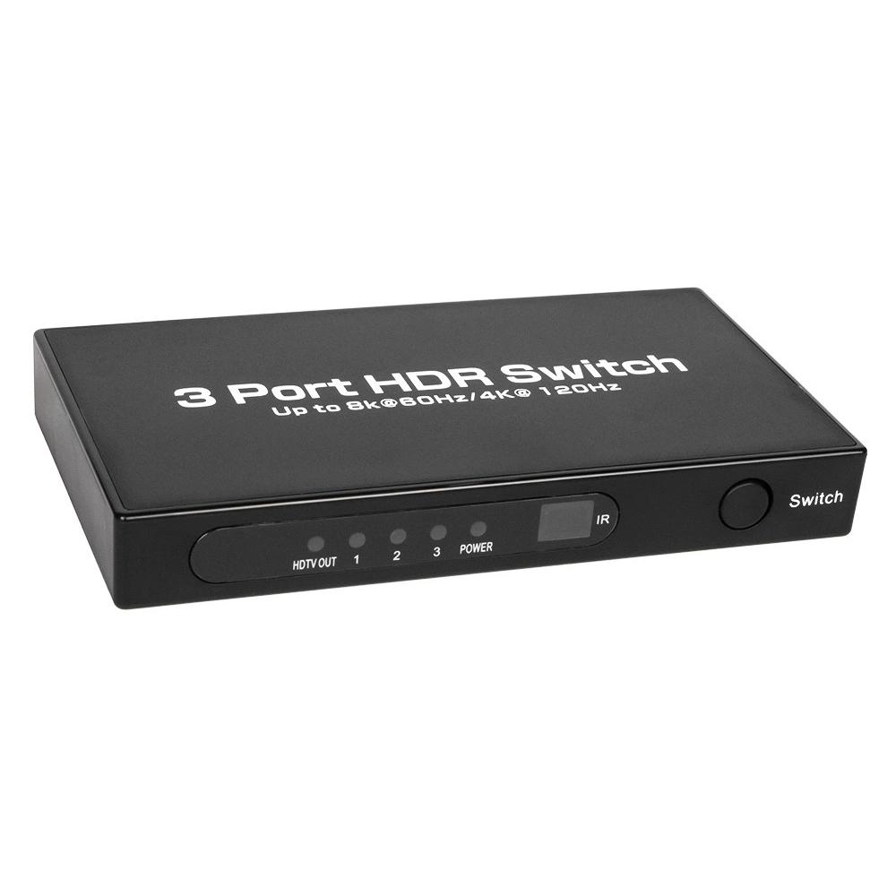 

Q8-3 Ultra Thin 3x1 HDMI 2.1 Switch 8K 60Hz Adapter with Remote Control for Gaming Consoles PC TV Box As Shown A