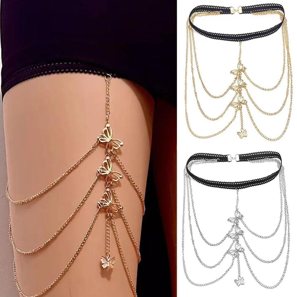 Multi-layered Butterfly Tassel Leg Chain Fashion Versatile Body Accessories Chain Jewelry Craft V4A9