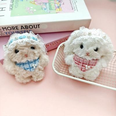 New Cartoon Rabbit Plush Doll Key Chain Bowknot Stuffed Rabbit Bag Pendant Lolita Plush Key Ring