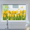 Adesivo per Finestra Fiore di Tulipano, Decalcomanie Floreali Primaverili con Farfalle per Festa di Primavera Casa Scuola Ufficio Negozio Decorazione Vetro