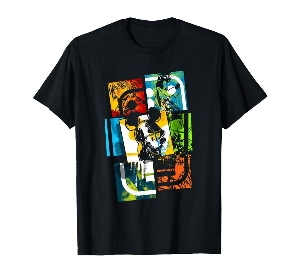 Disney Kingdom Hearts Main Character Paint Splat Panel T-Shirt