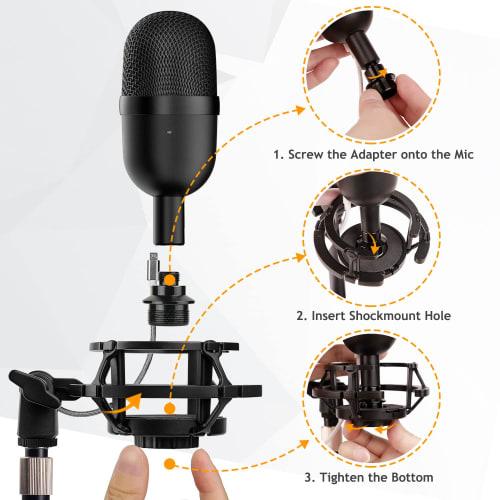 Silence Razer Mini Shock Mount with Foam Windscreen Cover, Anti-Vibration Suspension Shock Mount, Microphone Holder, Clip, Pop Filter, Explosive Block