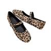 Retro leopard print single shoes women's new one-word buckle with Mary Jane flat-soled soft-soled one-pedal beanie shoes