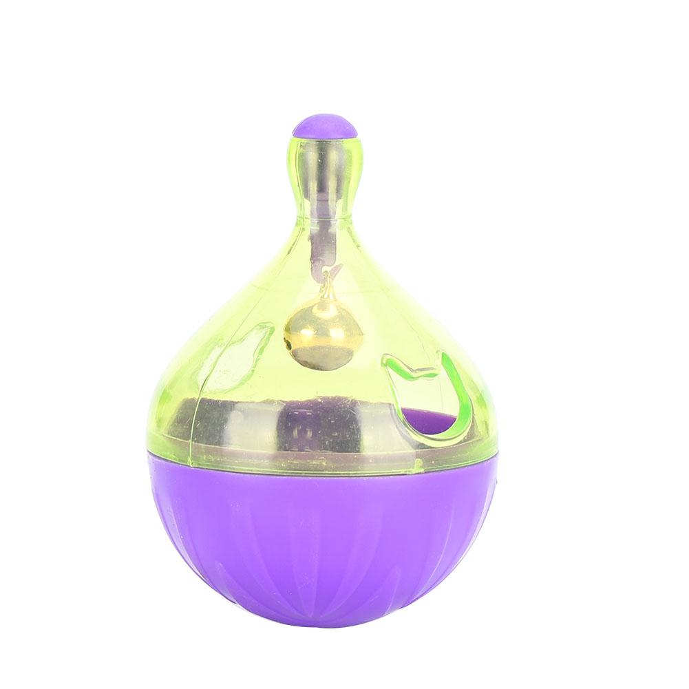 

Fun Pet Bowl Feeder Roly Poly Food Leakage Ball Interactive Toy for Cat Dog Purple ABS