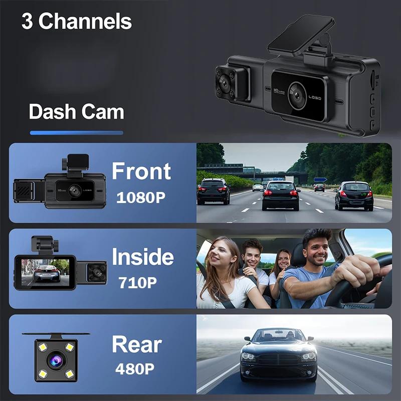 Autokamera DVR 3kanálová 1080P palubní kamera do auta WIFI videorekordér zadní kamera pro vozidlo autokamera černá skříňka autopříslušenství