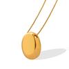 Simple Smooth Oval Pendant Long Necklaces For Women Stainless Steel Gold copper Color Women's Sweater Chain Fashion Zircon Gift