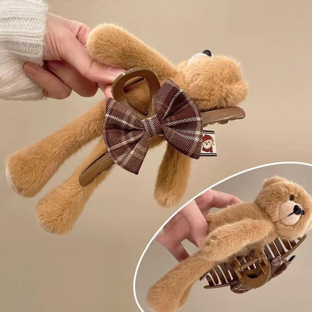 Elegant Bear Hair Clip Versatile Cute Hair Accessories Cartoon Plush Hair Claw Children's Hairpin